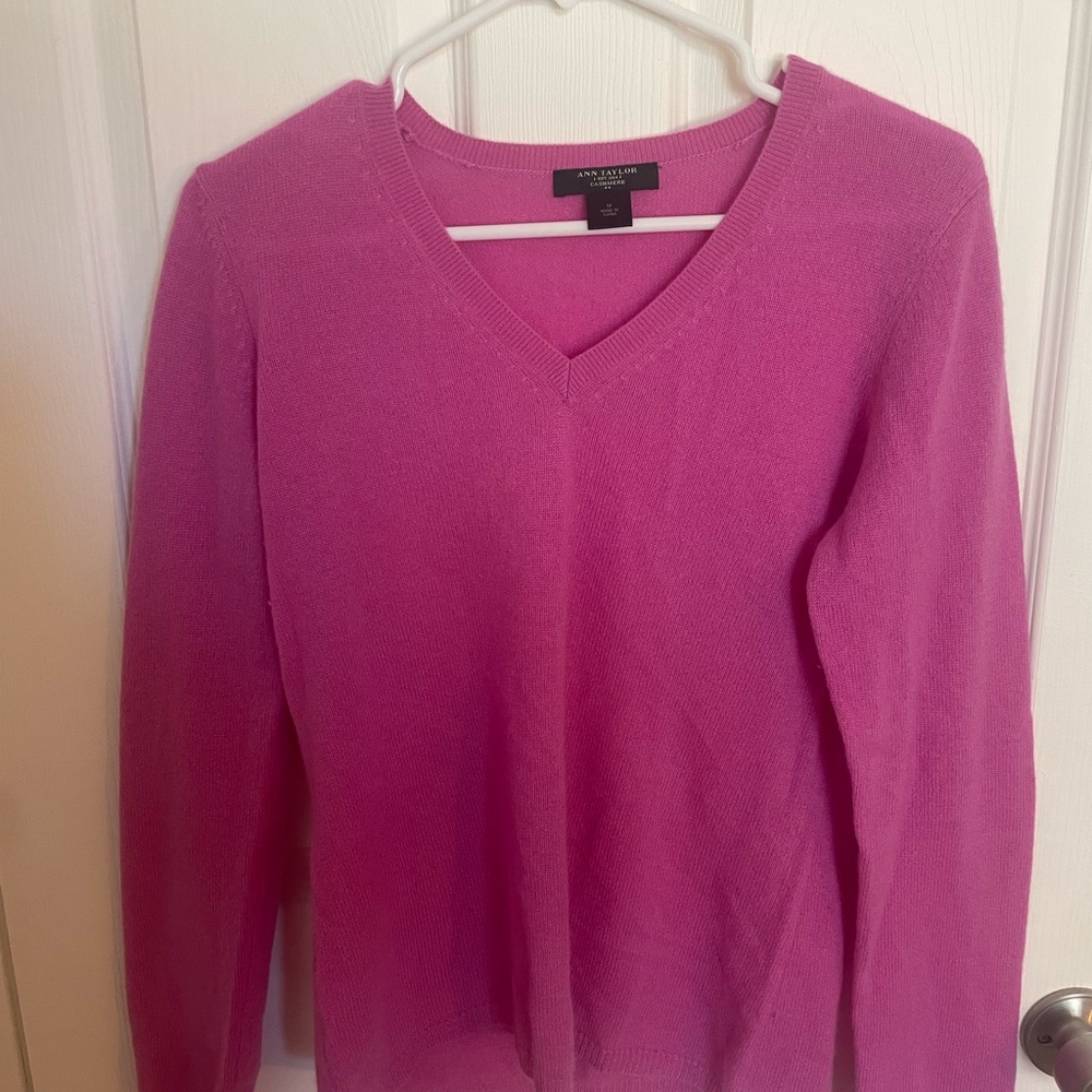 Ann Taylor Pink V-Neck Sweater